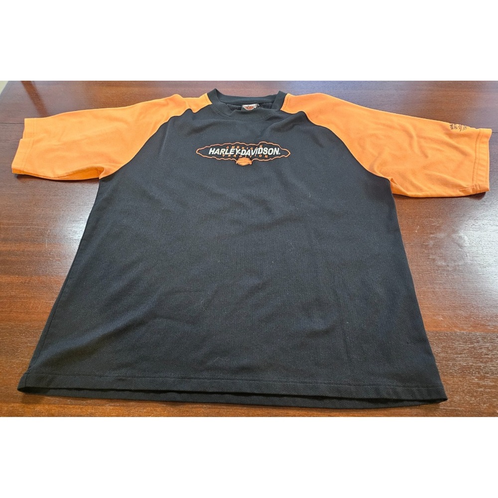 HARLEY-DAVIDSON Motorcycle MEN'S BLACK Orange Size Large Valparaiso Indiana - Picture 2 of 7